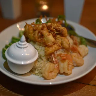 Soft Shell Crab and Shrimp Garlic Rice