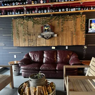 leather couches and tables