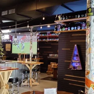 Quite a few games and a giant sports projector for the big games.