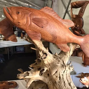 Wood carved fish