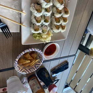 California Roll, Spicy California Roll &amp; Veggie Spring Rolls