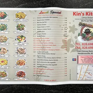 Lunch Special Menu &amp; contact information.