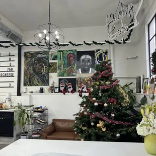 Art work and seating area