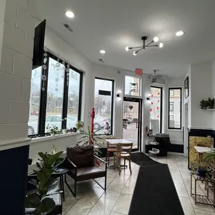 Interior of business, entry way