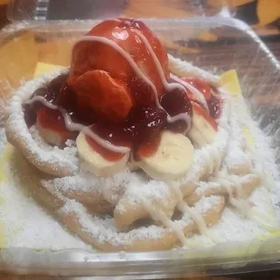 Strawberry and Banana Funnel Cake