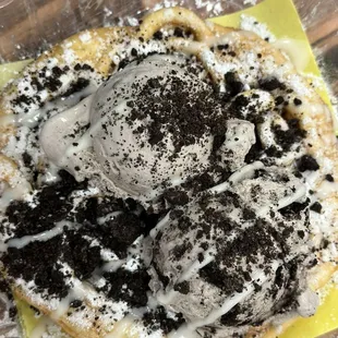 Cookies and cream funnel cake
