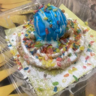 Fruity pebbles funnel cake