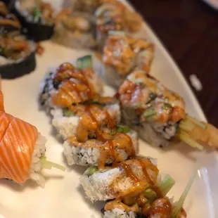 a variety of sushi on a plate