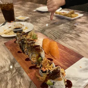 Kintaro Roll and 2pc salmon nigiri