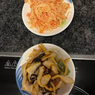 Kani salad and octopus salad