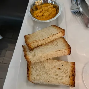 Complimentary bread &amp; hummus