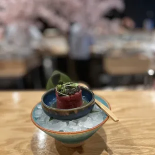 a bowl of food on a table