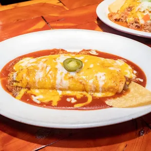 a plate of enchilada and a plate of tortilla