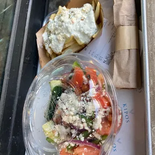 Kipos Fries and HPM Horiatiki Salad