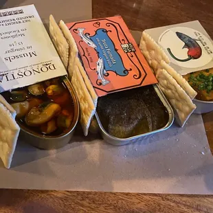 Donostia mussels. Da morgada trout, and jose gourmet mackerel pate (our favorite)