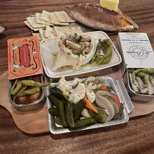 Pickles clams and fish