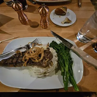 NY strip steak dinner