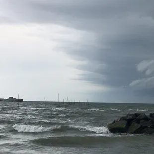 In the distance you can see some old sunken ships used as a breakwater.