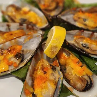 Baked green mussels