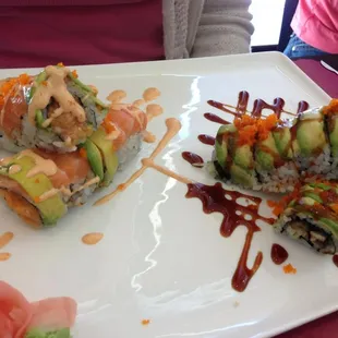 Orange Dragon and Dragon roll... both YUMMY!