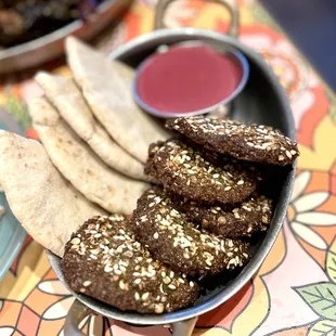 Falafel: a bit dry in my opinion.