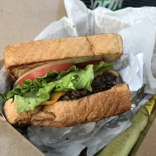 Cheddar Burger on Texas toast.