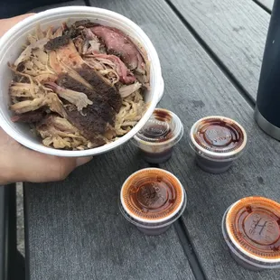 1 lb pulled pork with bbq sauces! One of my favorites!