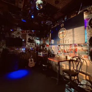 a bar with neon lights