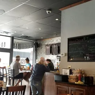 Shirts for sale and a great little eating bar.