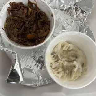 Pot roast and mash. Missing green beans