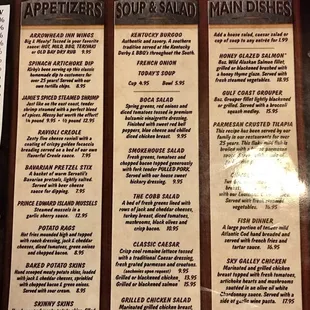 Front of menu