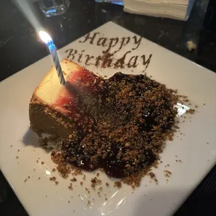 Birthday cheesecake.