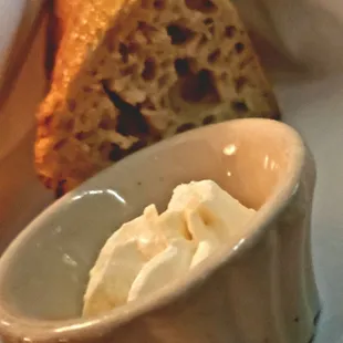 Warm sourdough bread with whipped butter