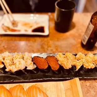 a variety of sushi on a platter