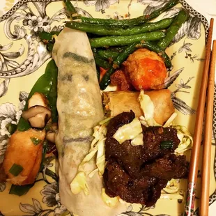 Mu Shu Kirin Beef egg roll Shaoxing Garlic Wine Fish Dry Sauteed Green Beans