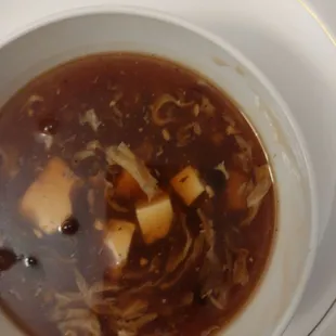 hot and sour soup with tofu and pork
