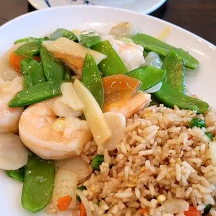 Shrimp with Snow Peas &amp; Wonton Soup