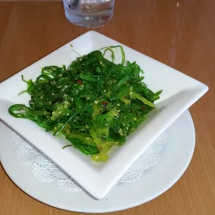 Seaweed salad after a few bites.