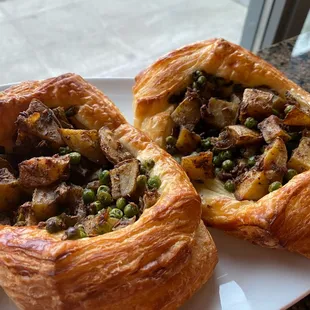 roasted curried potato and pea croissant special