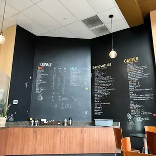 the menu on the wall