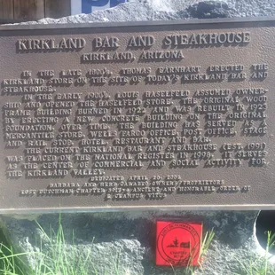 Historical marker in front of the restaurant