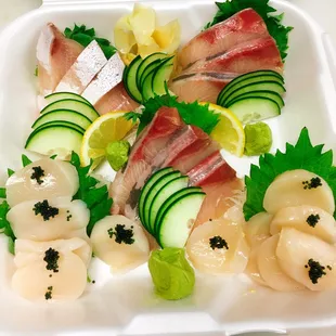 Hamachi, Hamachi Toro and Scallop sashimi