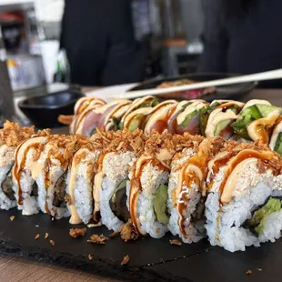 Veggie Tiger Rolls and Rainbow rolls