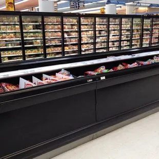 a refrigerated section of a grocery store