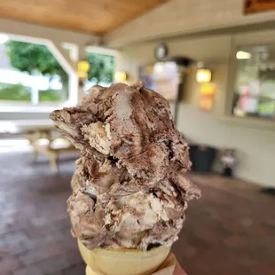 a hand holding an ice cream cone
