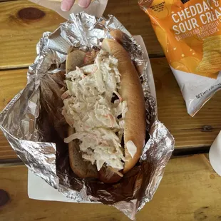 Slaw and bbq dog