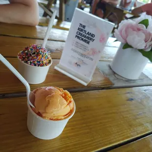 Peach raspberry frozen yogurt and buckeye bites (kiddie cups) :)