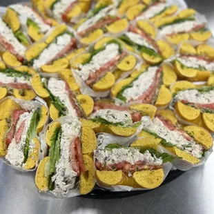a platter of sandwiches