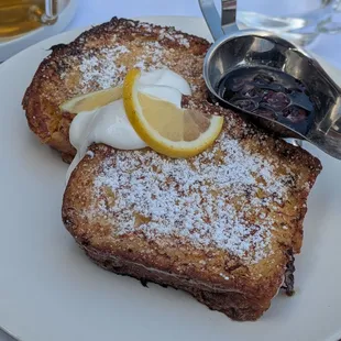 French toast - amazing. Very eggy.