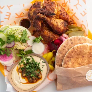 Our most popular order: the quarter chicken plate